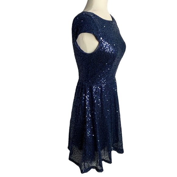 Vintage 90s Delias Sequin Party Dress S Blue Lined Tulle Petticoat Zipper - Picture 6 of 7